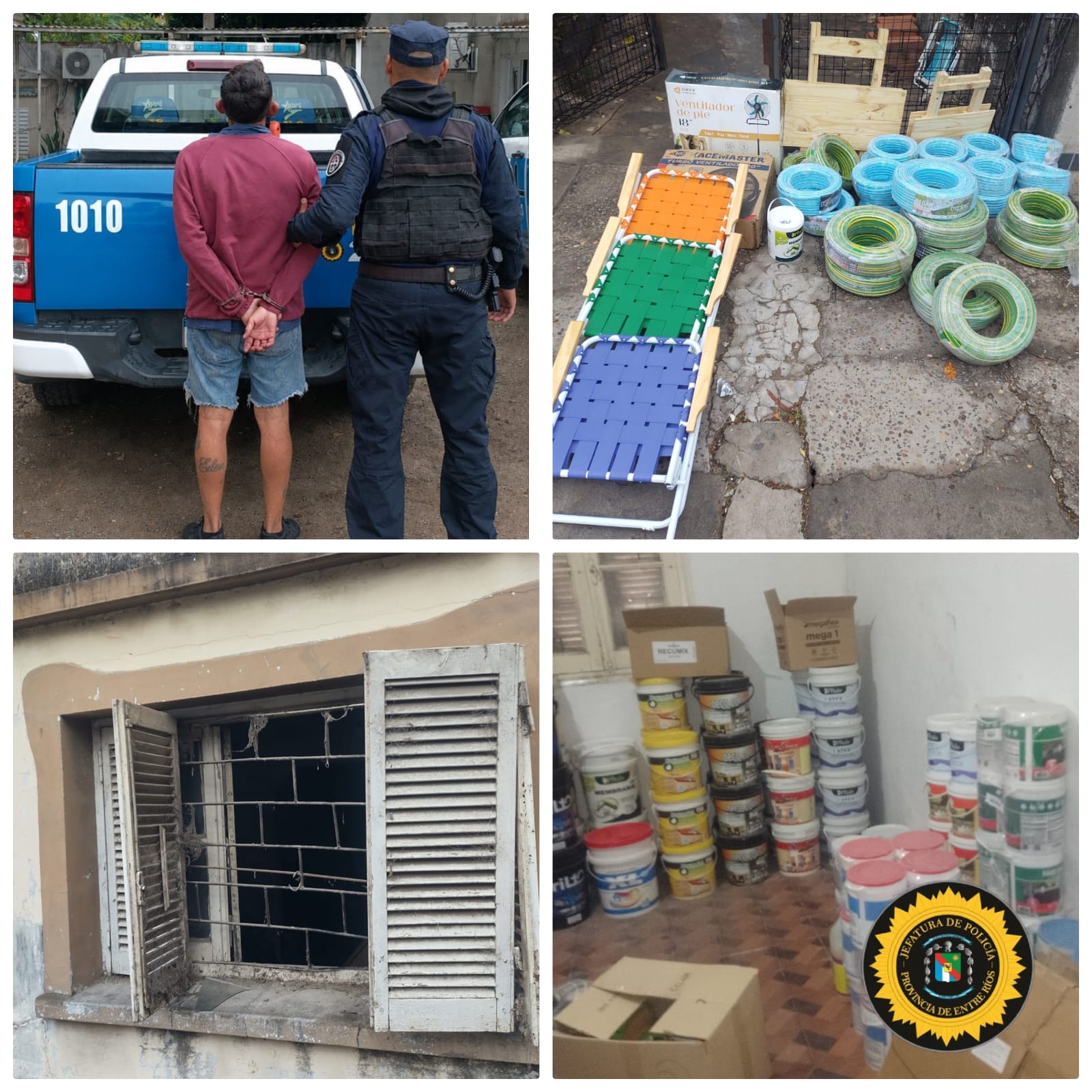LO ATRAPARON VACÍANDO UNA FERRETERÍA EN PARANÁ: TENÍA MANGUERAS, PINTURA, VENTILADORES Y MÁS ELEMENTOS ROBADOS - Reporte 1007